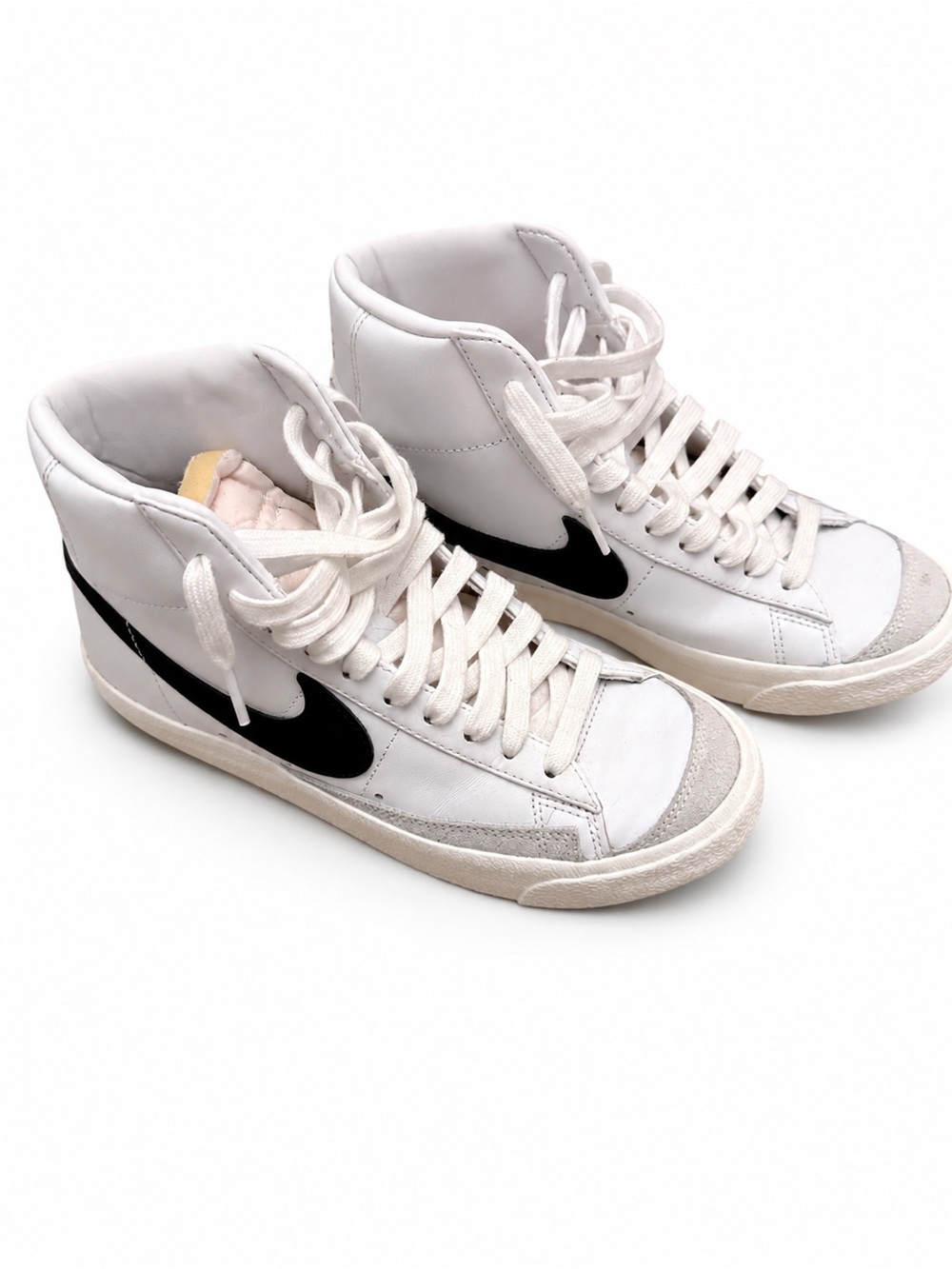 Nike White High-Top Sneakers with Black Swoosh Accent